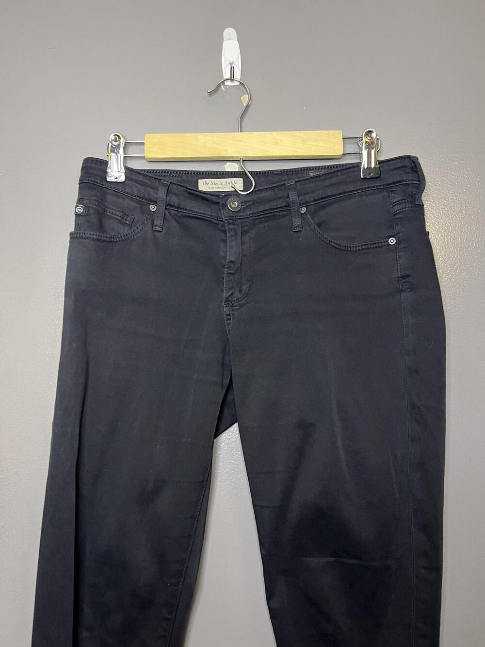 AG Adriano Goldschmied Stevie Ankle Jeans Womens 28R Black Slim Straight Denim